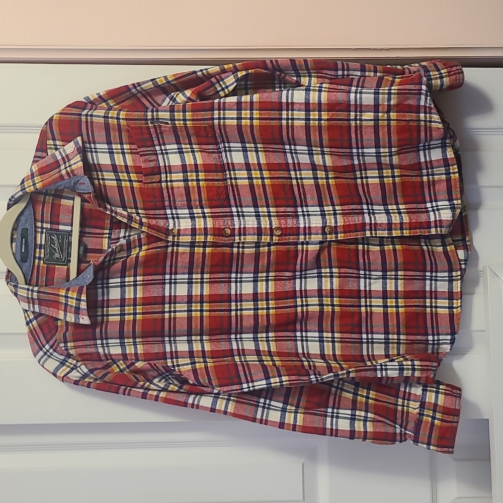 Woolrich Plaid Flannel Button Shirt Trout Run Size XL